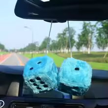 Blue Fluffy Car Dices Plush