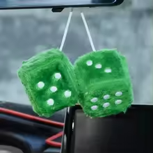 Green Fluffy Car Dices Plush