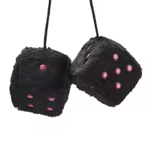 Fluffy Pink Dotted Black Dice Plush
