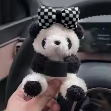 Cute Panda With Bow Car Plush