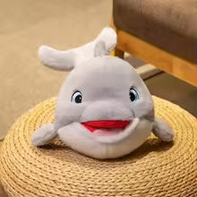 Fluffy Happy Grey Dolphin Plush