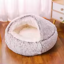 Fluffy Grey Cat Bed