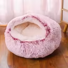 Fluffy White Red Cat Bed