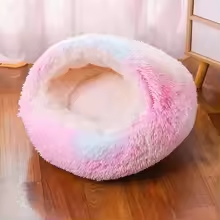Fluffy Pink Blue Cat Bed