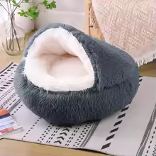 Fluffy Dark Grey Cat Bed