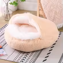 Fluffy Cream Cat Bed