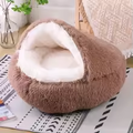 Fluffy Dark Brown Cat Bed