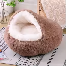 Fluffy Dark Brown Cat Bed