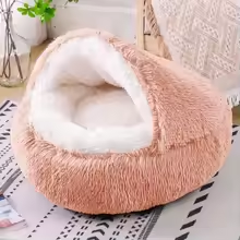 Fluffy Beige Cat Bed