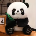 Fluffy Panda With Bamboo Plush
