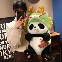 Dragon Head Fluffy Panda Plush