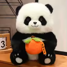 Fluffy Panda With Orange Plush
