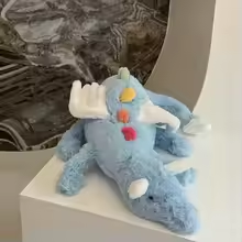 Big Light Blue Fluffy Dragon Plush