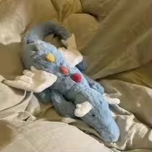 Big Light Blue Fluffy Dragon Plush