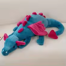 Blue & Red Fluffy Dragon Plush