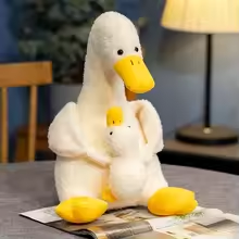 Fuzzy Mother And Baby Duck Plush