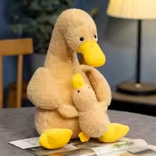 Fuzzy Mother & Baby Brown Duck Plush