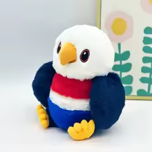 Fluffy Blue & Red Eagle Plush