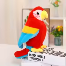 Fluffy Red Parrot Plush