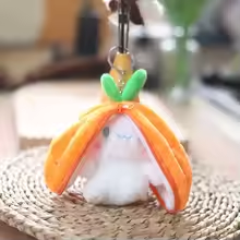 Carrot Bunny Keychain Plush