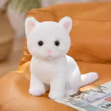 Lifelike Fluffy White Cat Plush