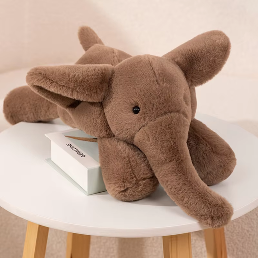 Big Fluffy Brown Elephant Plush