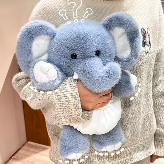 Fluffy Elephant With Diaper Plush