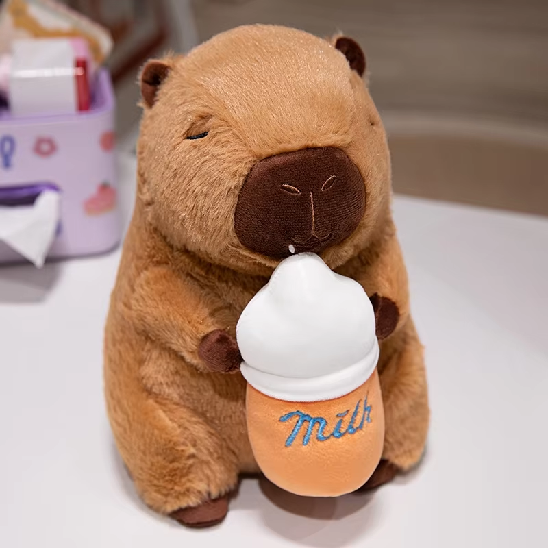 Capybara Drinking Milk Plush