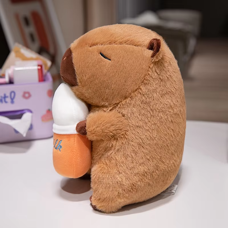 Capybara Drinking Milk Plush