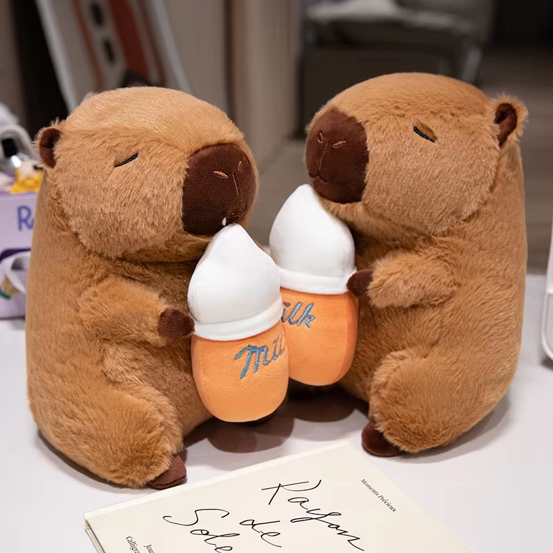 Capybara Drinking Milk Plush