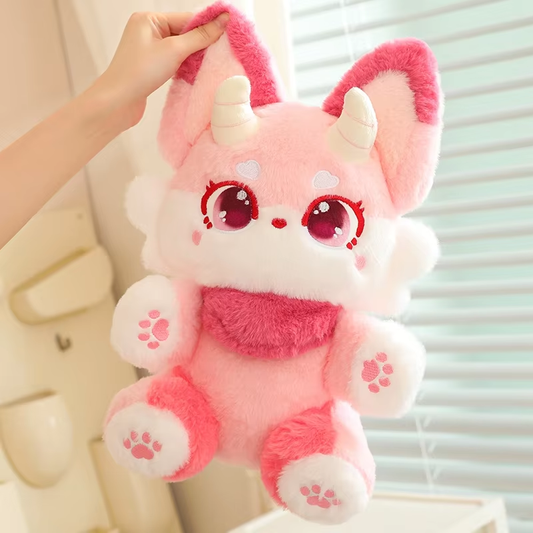 Kawaii Pink Fox With Horns Plush