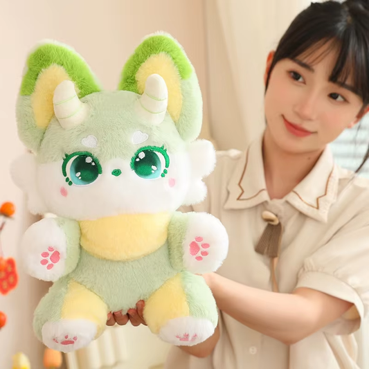 Kawaii Green Fox With Horn Plush
