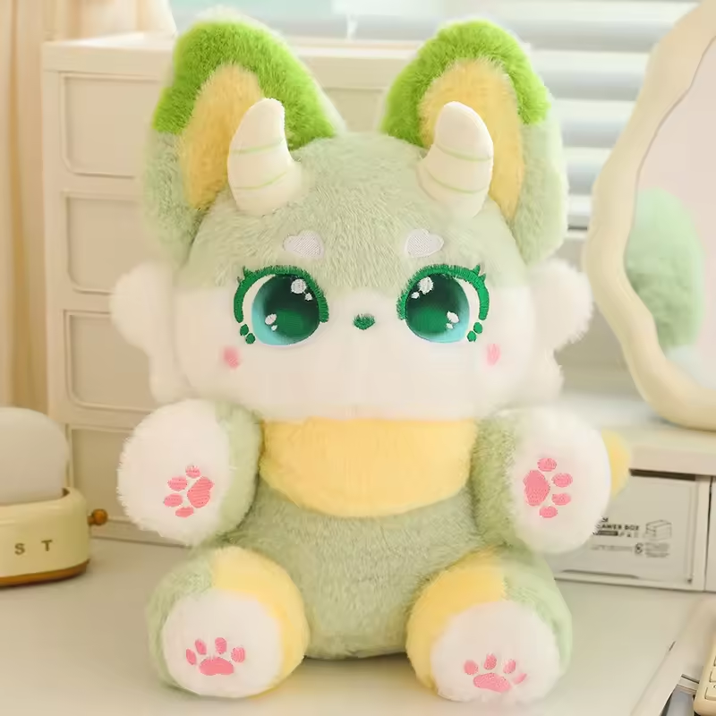 Kawaii Green Fox With Horn Plush