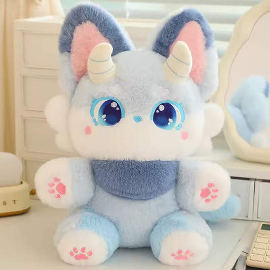 Kawaii Blue Fox With Horns Plush