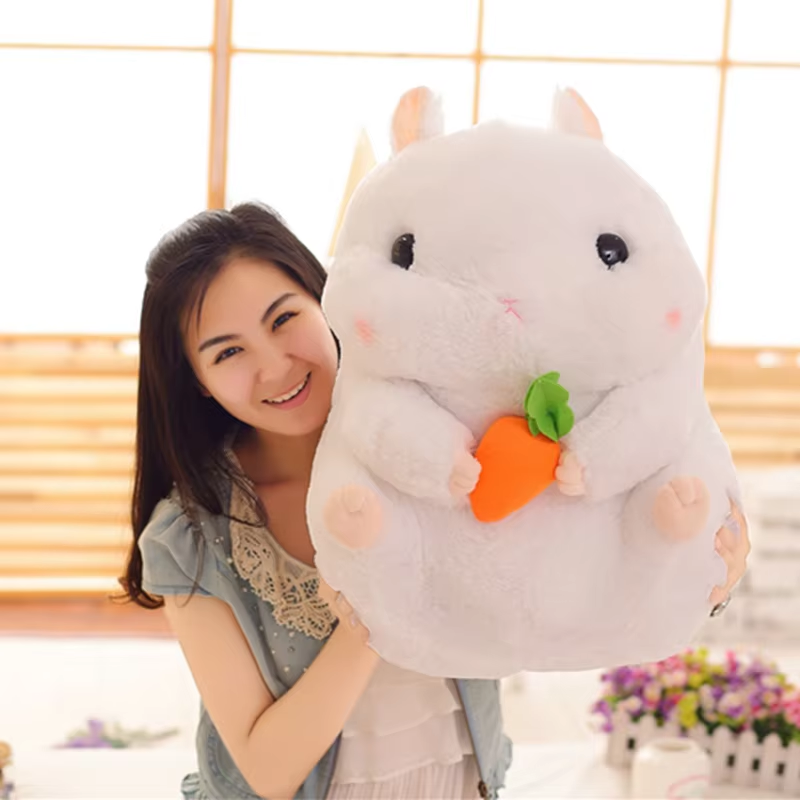 Fat White Hamster With Carrot Plush