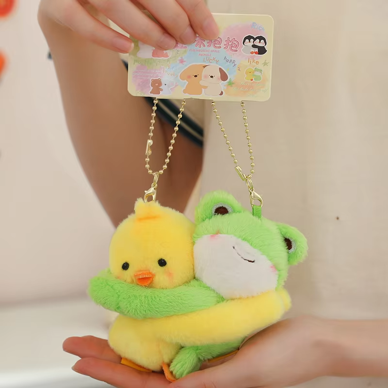 Cute Hugging Frog & Duck Keychain