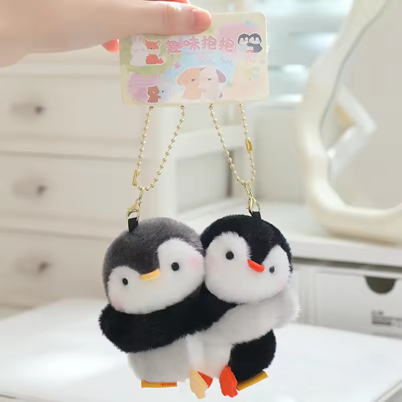 Hugging Penguins Couple Keychain