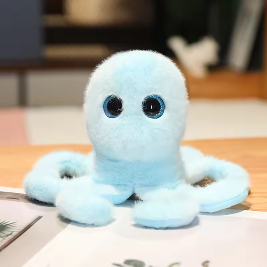 Cute Fuzzy Blue Octopus Plush