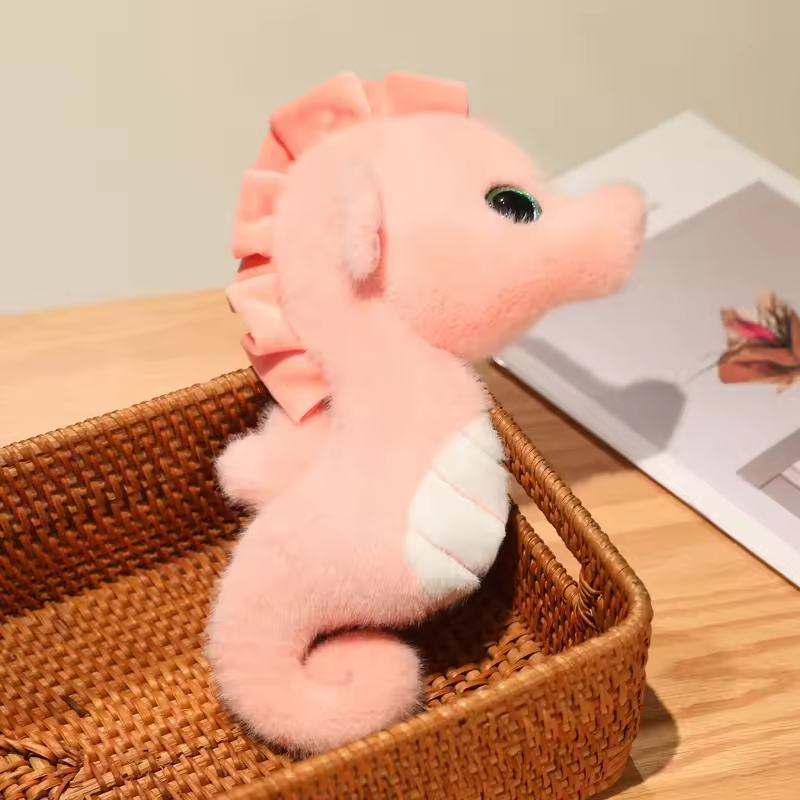 Cute Pink Fluffy Seahorse Plush