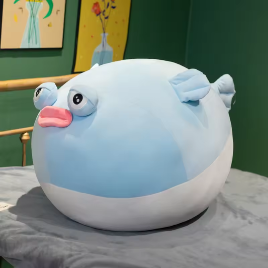 Squishy Blue Puffer Fish Plush