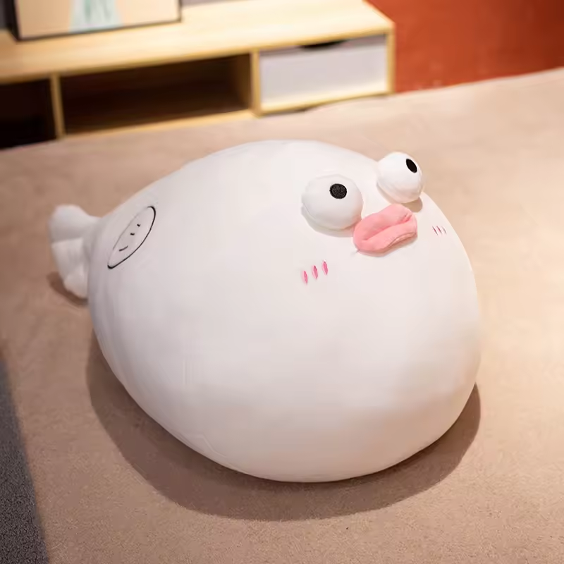 Big Squishy White Puffer Fish Plush