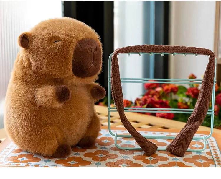 Fluffy Brown Scarf Capybara Plush