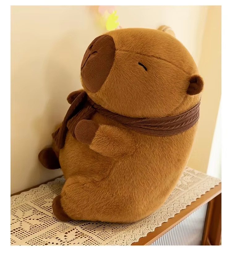 Fluffy Brown Scarf Capybara Plush