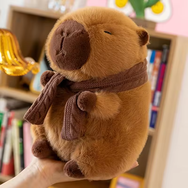 Fluffy Brown Scarf Capybara Plush