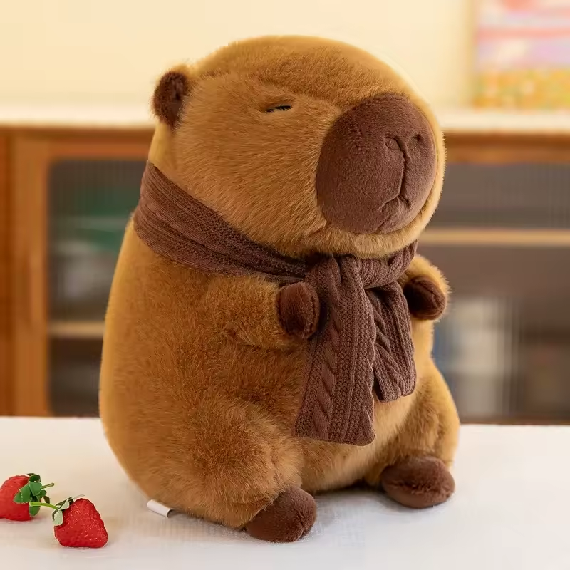Fluffy Brown Scarf Capybara Plush