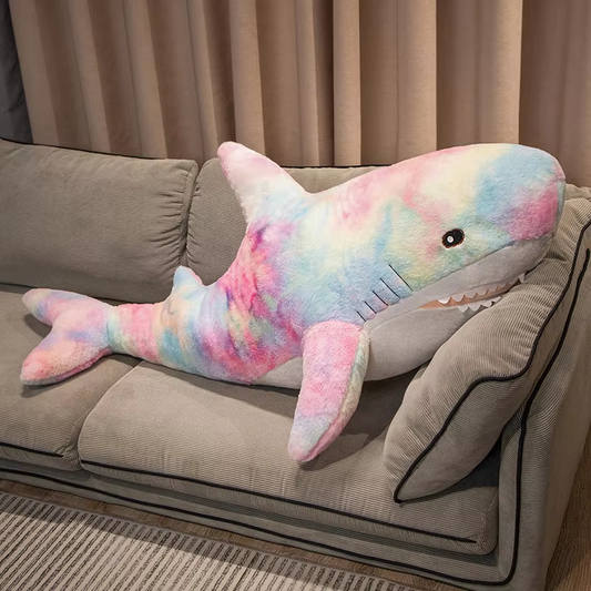 Fluffy Colorful Shark Plush