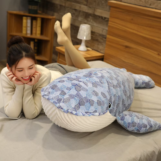 Mosaic Looking Fluffy Whale Plush