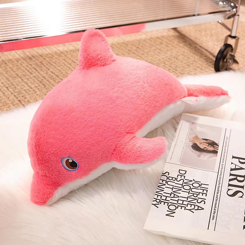 Cute Fluffy Pink Dolphin Plush