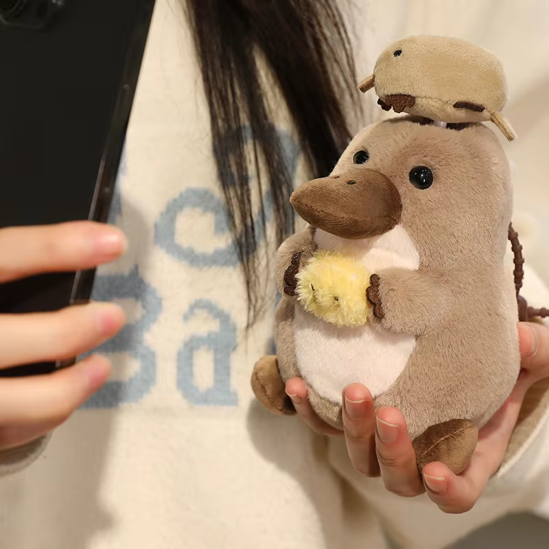 Spinning Hat Fluffy Platypus Keychain