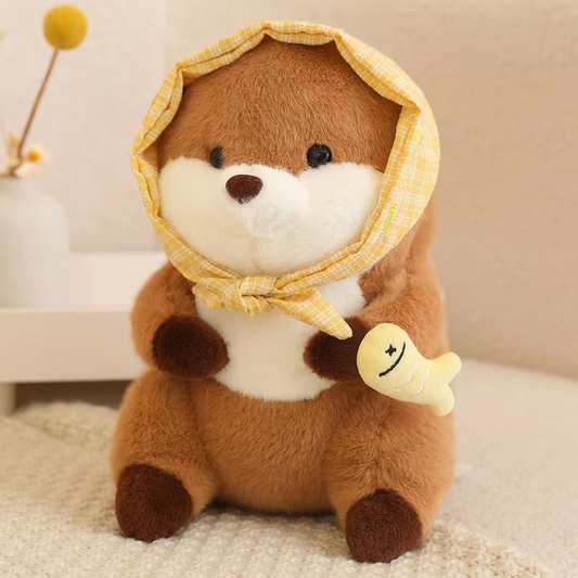 Fluffy Otter Yellow Hat & Fish